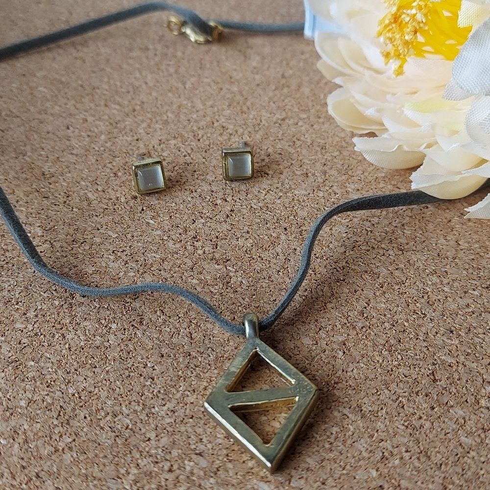 S236 Geo Pendant Necklace & Earring Set